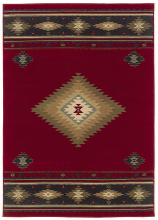 Oriental Weavers Sphinx Hudson 087k1 Red / Green Southwestern Area Rug