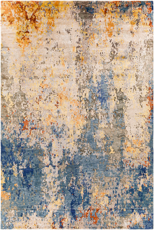 Surya Imola Iml-1006 Dark Blue, Denim, Burnt Orange, Saffron Rugs.