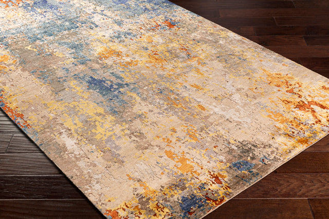 Surya Imola Iml-1006 Dark Blue, Denim, Burnt Orange, Saffron Rugs.