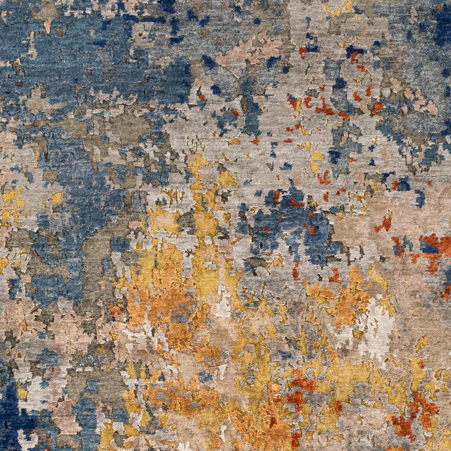 Surya Imola Iml-1006 Dark Blue, Denim, Burnt Orange, Saffron Rugs.
