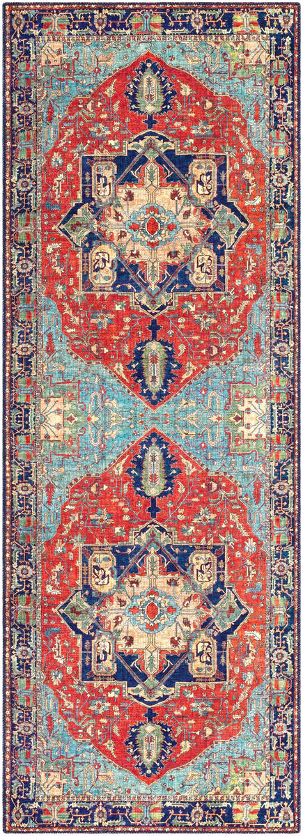 Surya Iris Irs-2308 Bright Red, Burnt Orange, Navy, Ice Blue Rugs.
