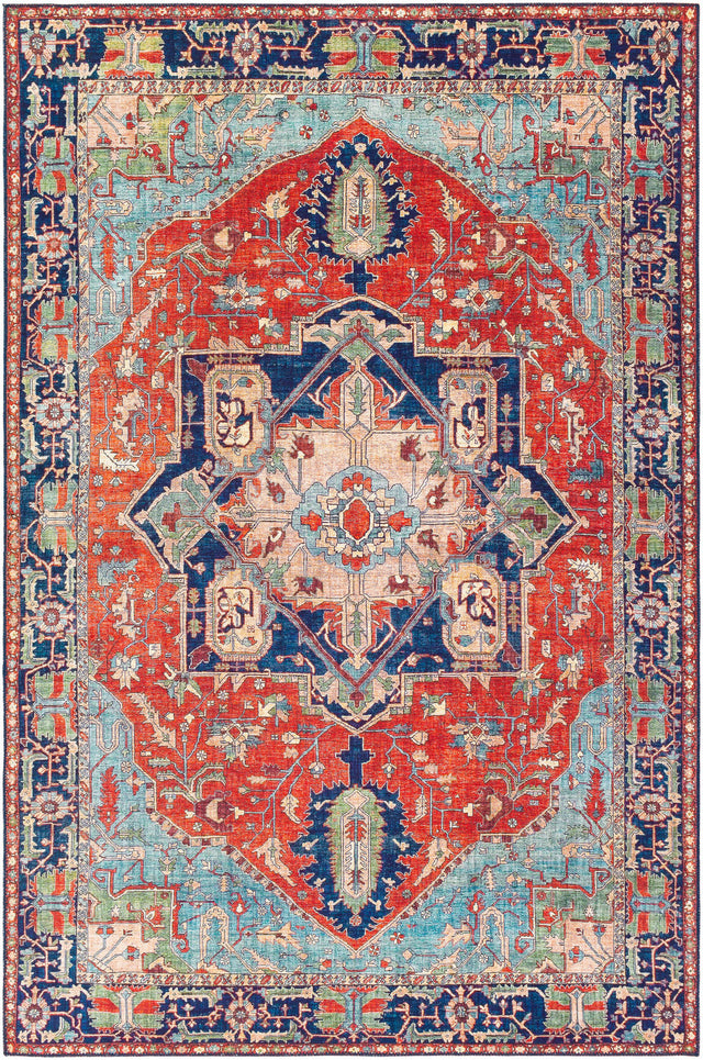 Surya Iris Irs-2308 Bright Red, Burnt Orange, Navy, Ice Blue Rugs.
