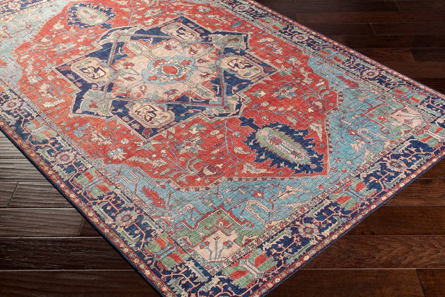 Surya Iris Irs-2308 Bright Red, Burnt Orange, Navy, Ice Blue Rugs.