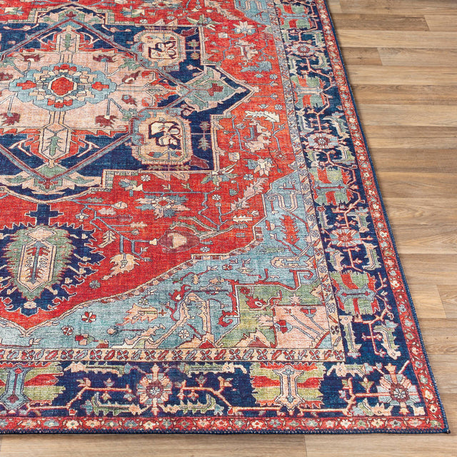 Surya Iris Irs-2308 Bright Red, Burnt Orange, Navy, Ice Blue Rugs.