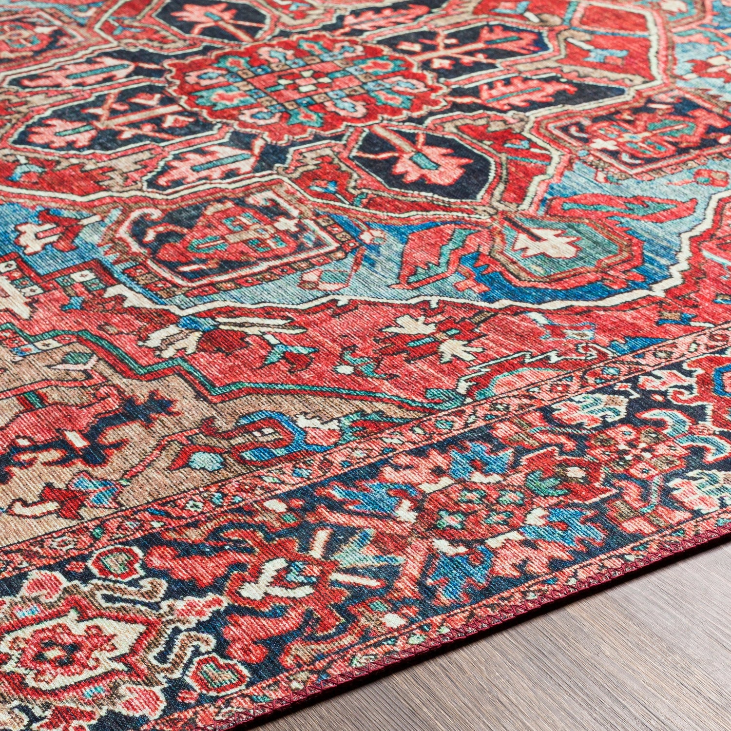 Surya Iris Irs-2310 Bright Red, Navy, Wheat, Ice Blue Rugs.