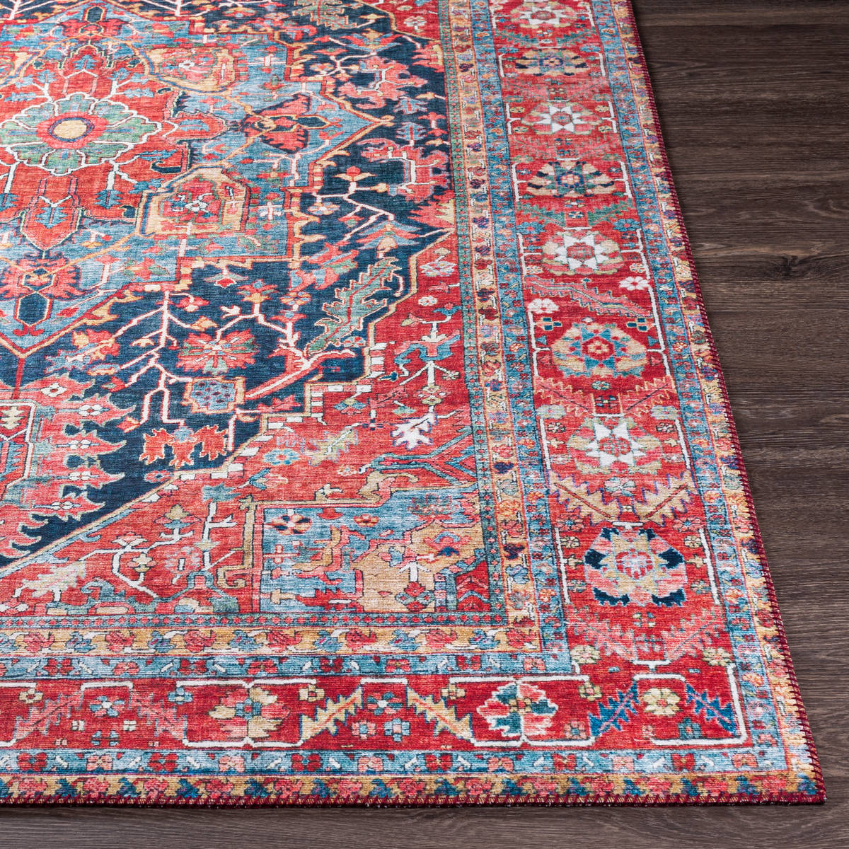 Surya Iris Irs-2316 Navy, Denim, Bright Red, Grass Green Rugs.