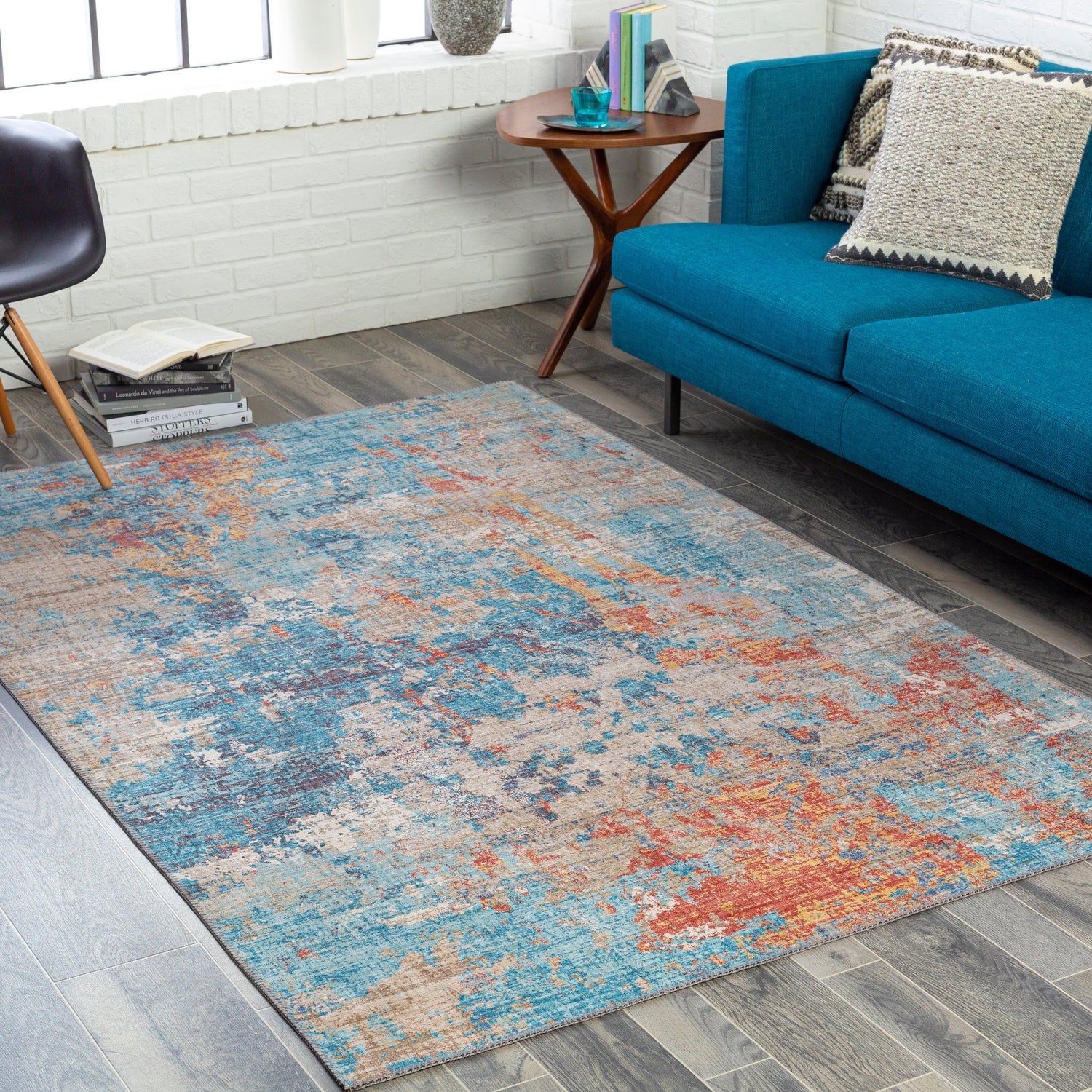 Surya Iris Irs-2318 Teal, Denim, Burnt Orange, Wheat Rugs.