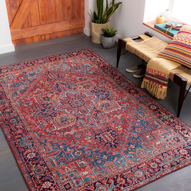 Surya Iris Irs-2330 Dark Blue, Red, Tan, Teal Rugs.