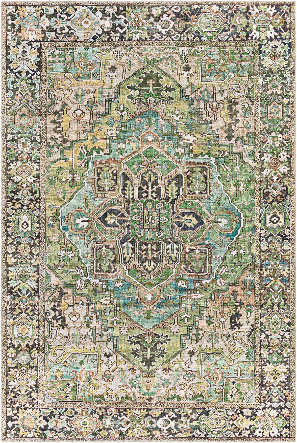 Surya Iris Irs-2361 Dark Green, Dark Blue, Charcoal, Tan Rugs.