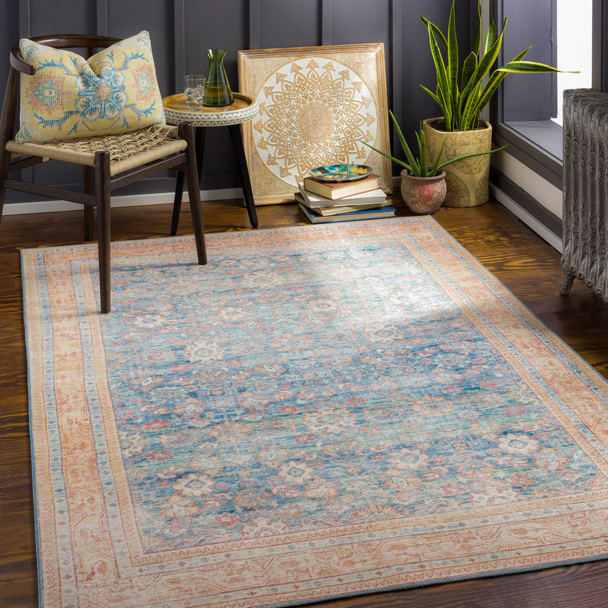Surya Iris Irs-2365 Dark Blue, Denim, Grass Green, Burnt Orange Rugs.