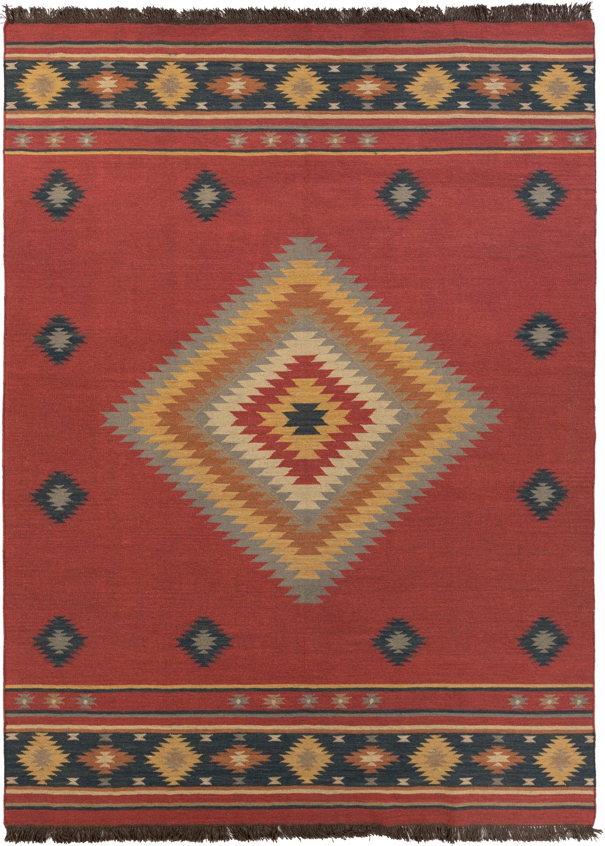 Surya Jewel Tone Jt-1033 Brick Red, Dark Blue Rug.