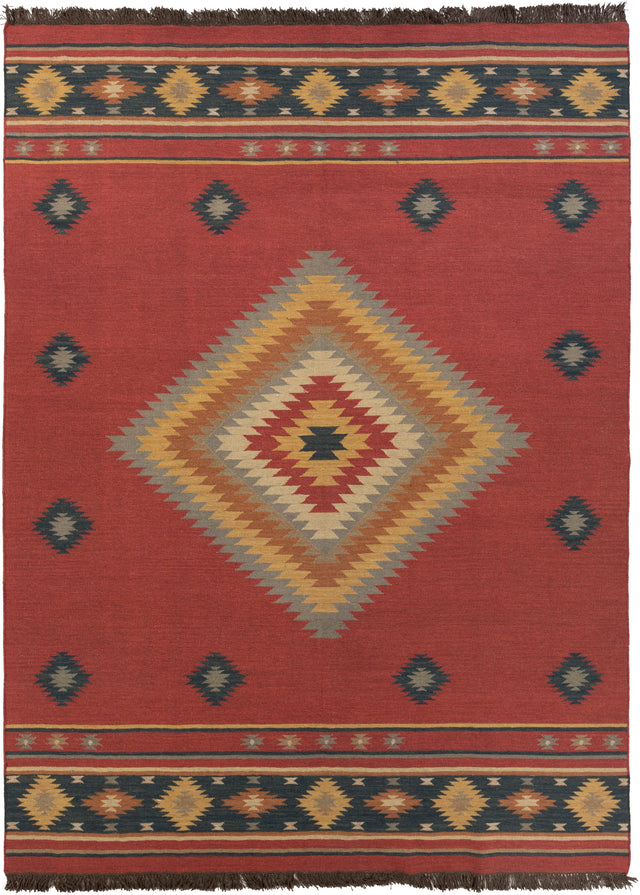 Surya Jewel Tone Jt-1033 Brick Red, Dark Blue Rug.