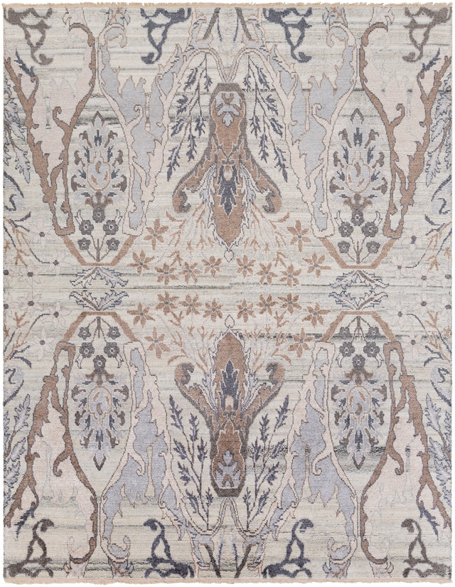 Surya Kushal Kus-2302 Silver Gray, White, Medium Gray, Taupe Rugs.