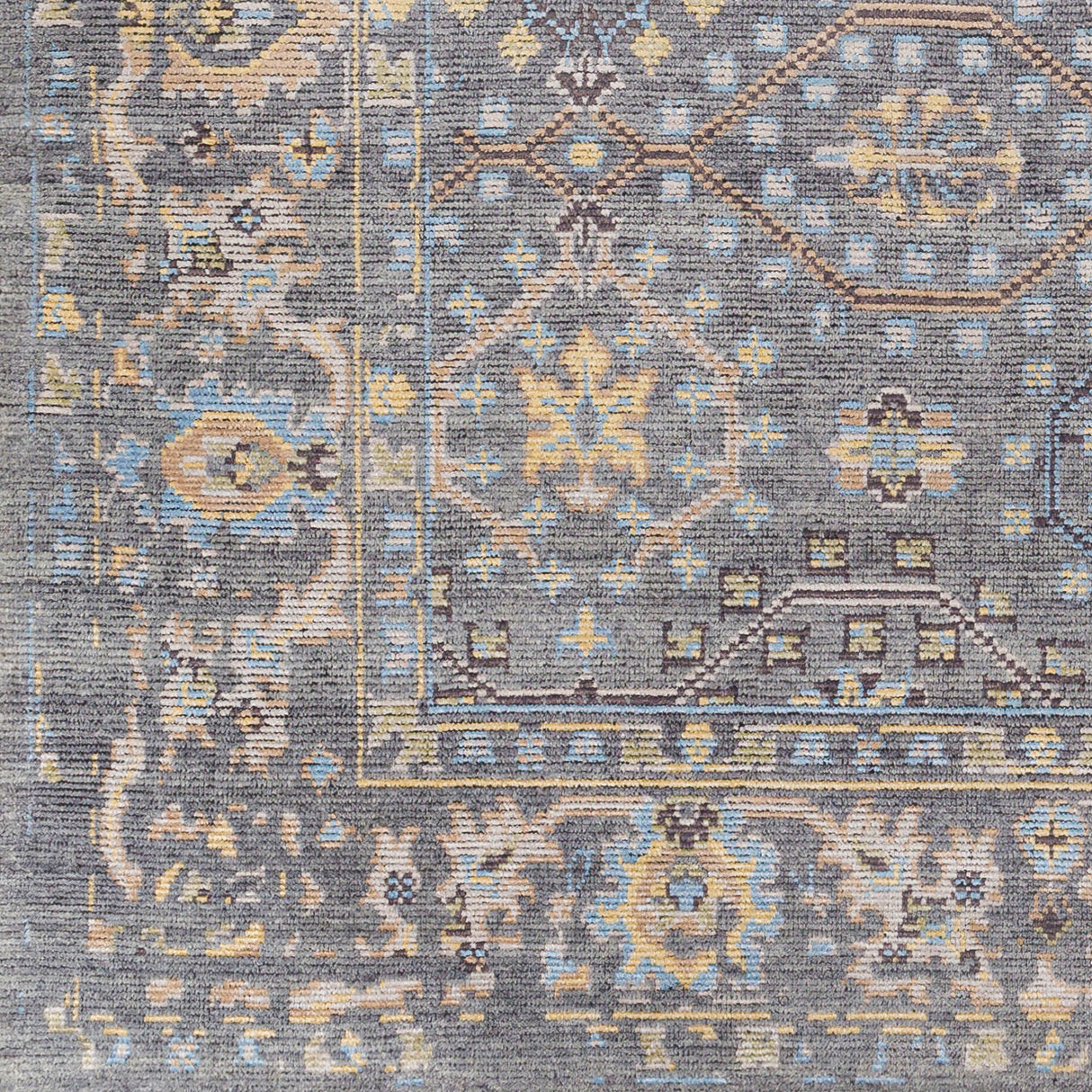 Surya Kushal Kus-2304 Wheat, Pale Blue, Cream, Medium Gray Rugs.