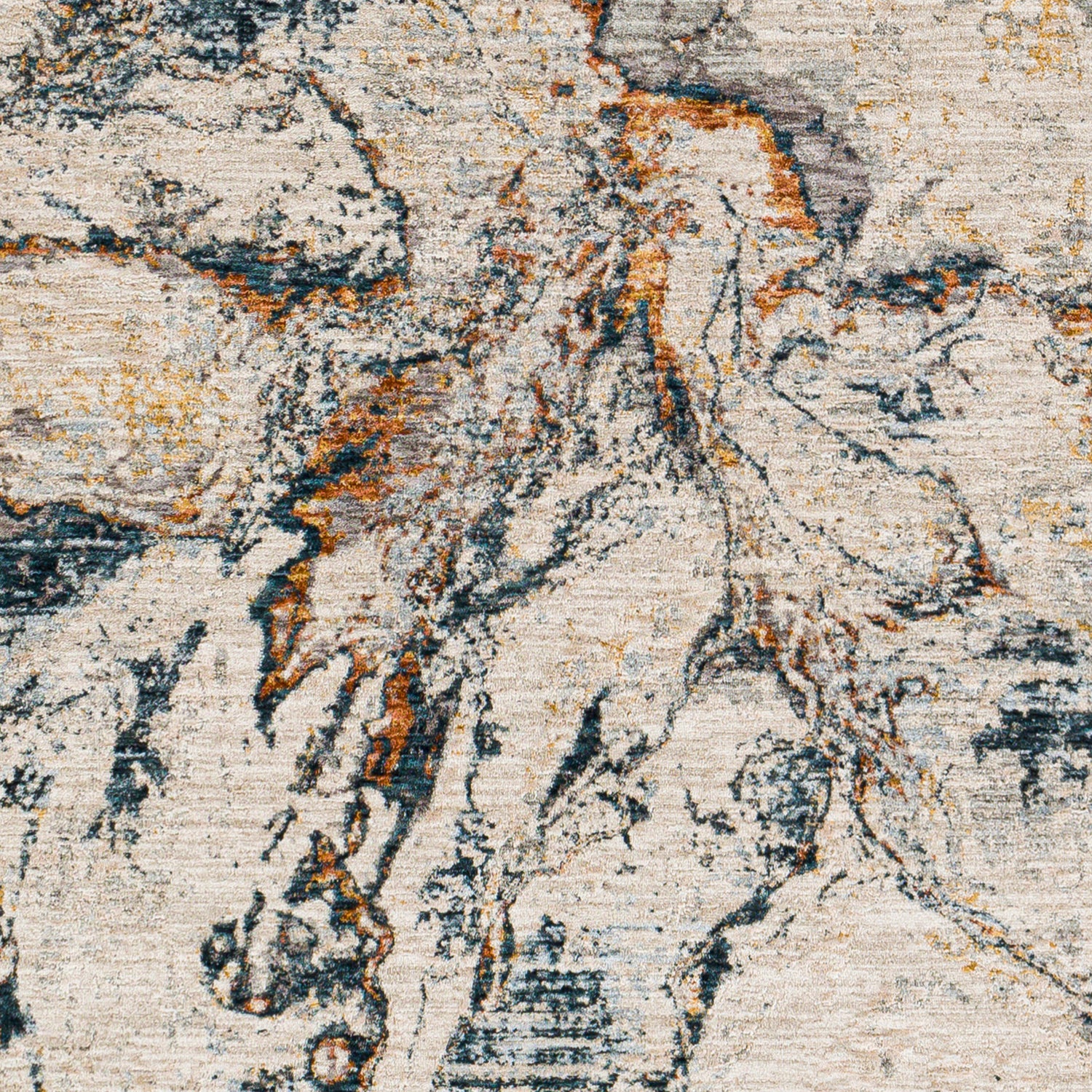 Surya Laila Laa-2316 Teal, Burnt Orange, Saffron, Medium Gray Rugs.