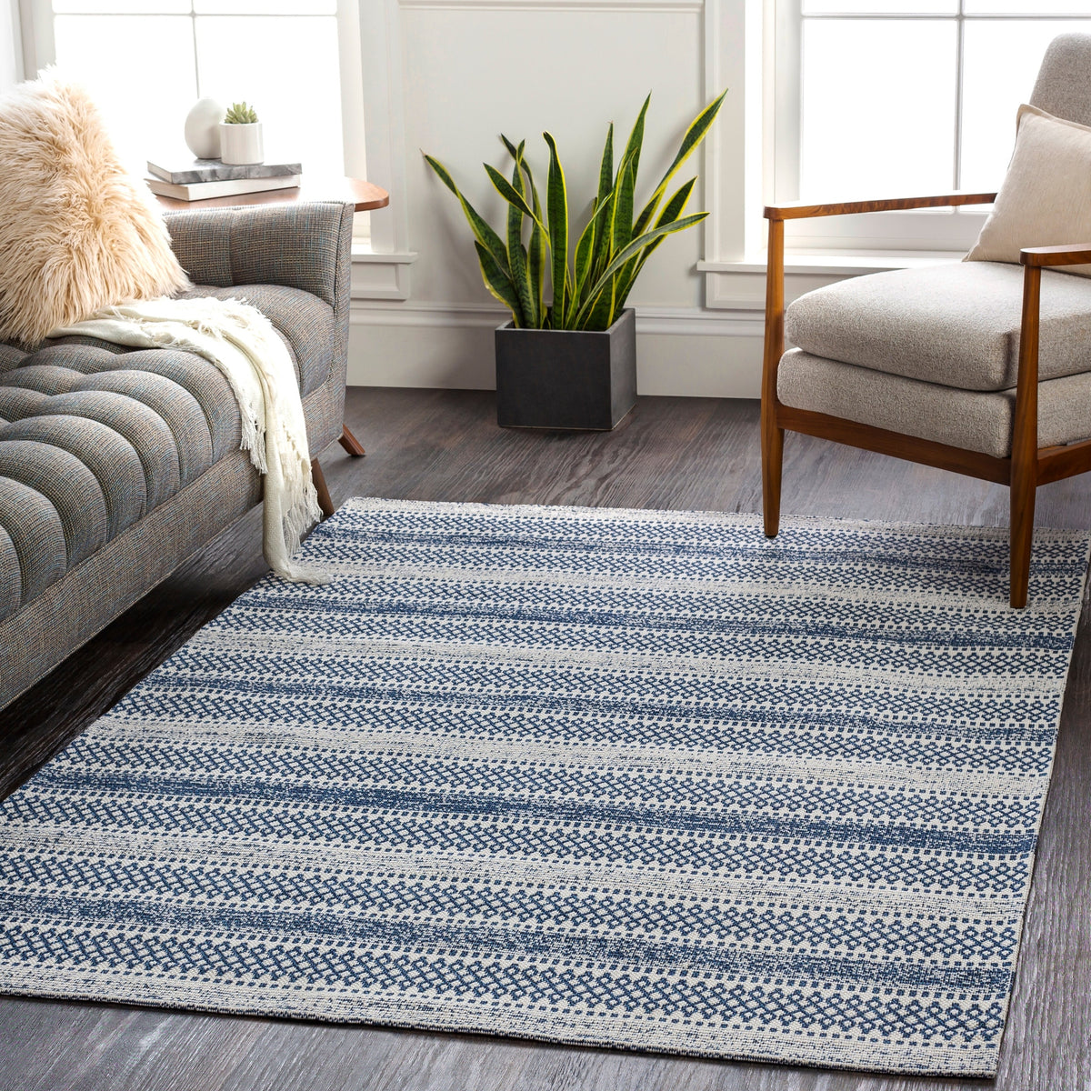Surya La Casa Lcs-2311 Dark Blue, White, Denim Rugs.