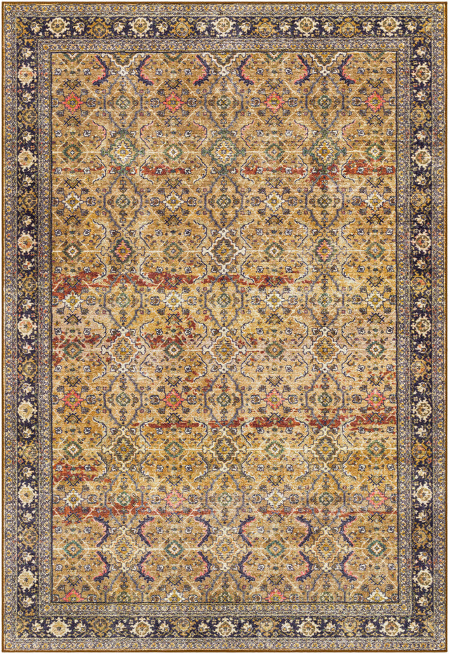 Surya Leicester Lec-2305 Dark Blue, Burnt Orange, Dark Green, Coral Rugs.