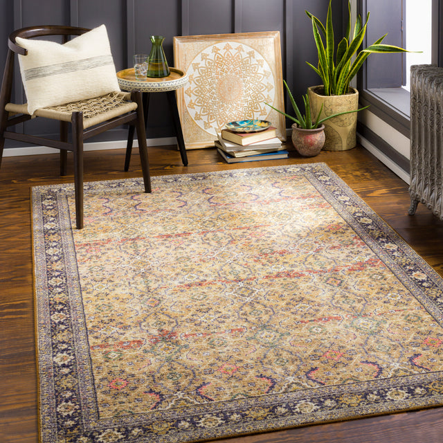 Surya Leicester Lec-2305 Dark Blue, Burnt Orange, Dark Green, Coral Rugs.