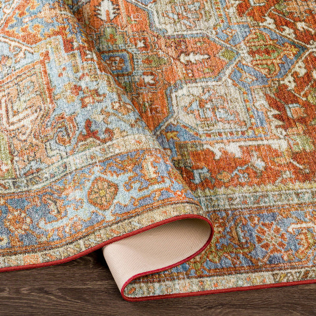 Surya Leicester Lec-2306 Burnt Orange, Coral, Dark Green, Dark Blue Rugs.