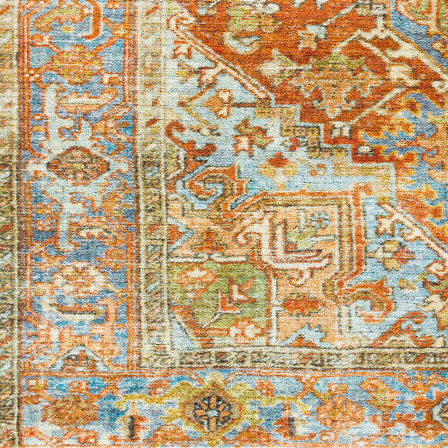 Surya Leicester Lec-2306 Burnt Orange, Coral, Dark Green, Dark Blue Rugs.
