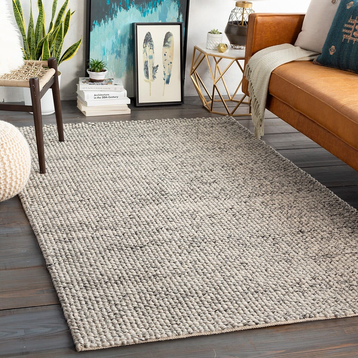 Surya Lucerne Lne-1001 Charcoal, White Rugs.