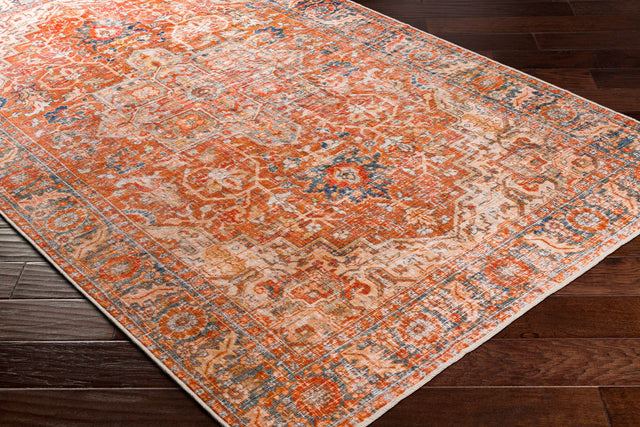Surya Lavable Lvb-2303 Burnt Orange, Coral, Wheat, Dark Blue Rugs.