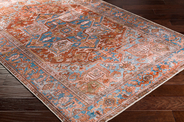 Surya Lavable Lvb-2304 Peach, Burnt Orange, Blush, Aqua Rugs.