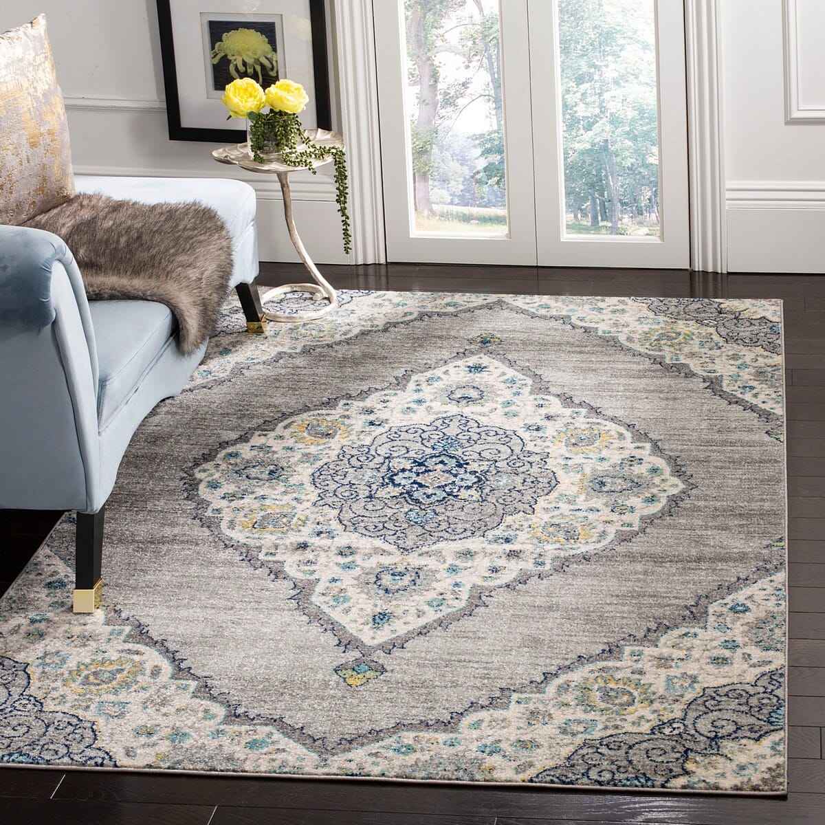 Safavieh Madison Mad153F Light Grey / Blue Rugs.
