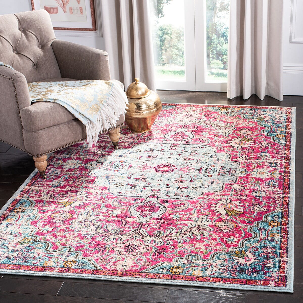 Safavieh Madison Mad447R Fuchsia/Teal Rug.