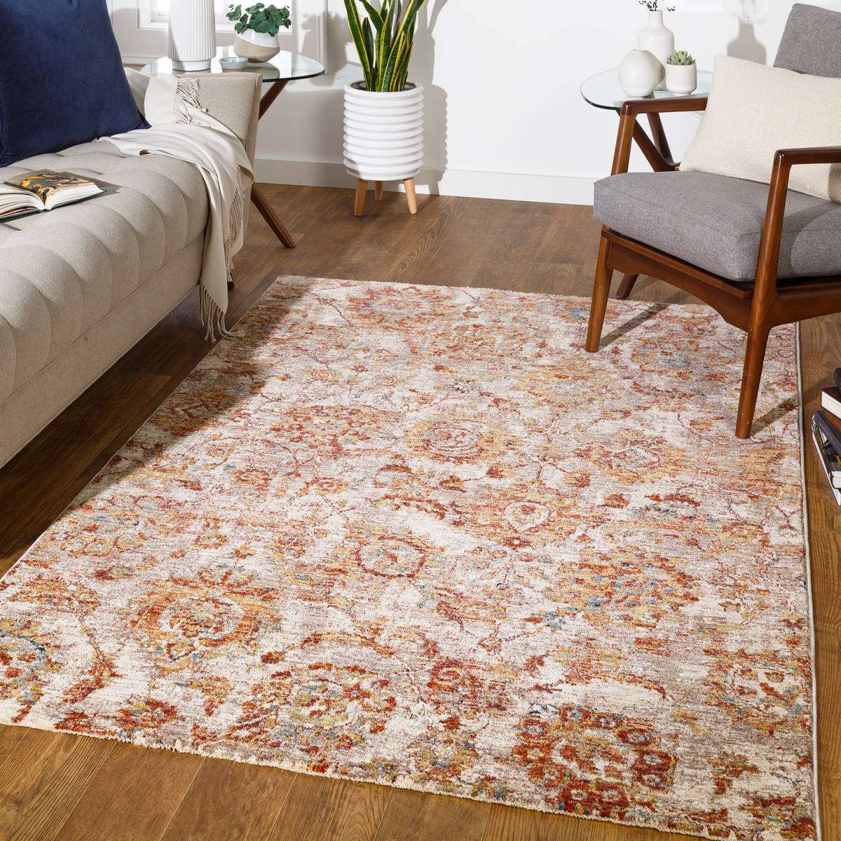 Surya Mirabel Mbe-2315 Teal, Rust, Burnt Orange, Mustard Rugs.