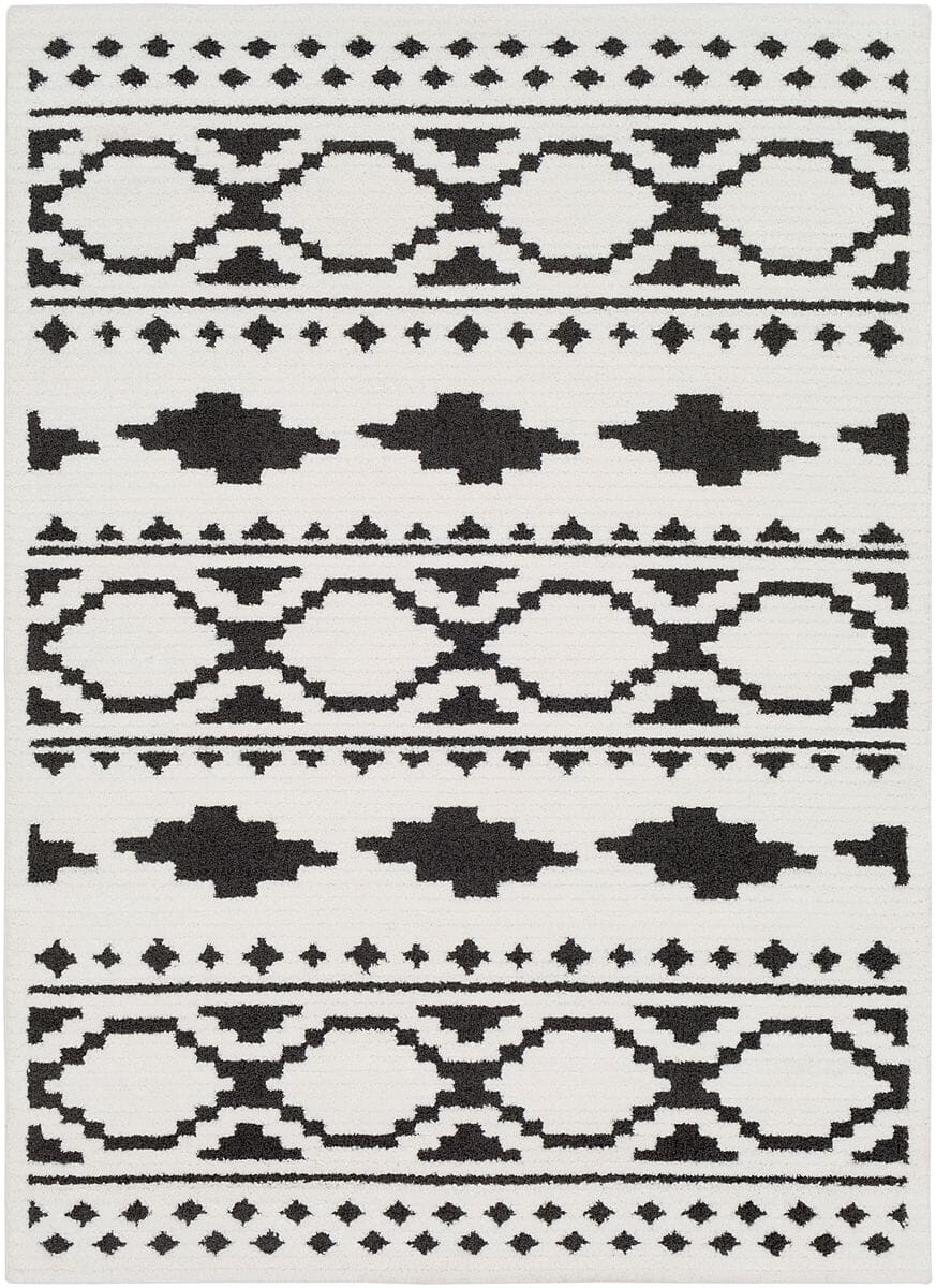 Surya Moroccan Shag Mcs-2305 Black, Charcoal, White Rugs.