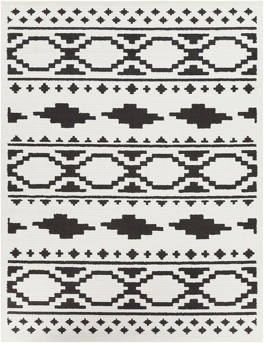 Surya Moroccan Shag Mcs-2305 Black, Charcoal, White Rugs.