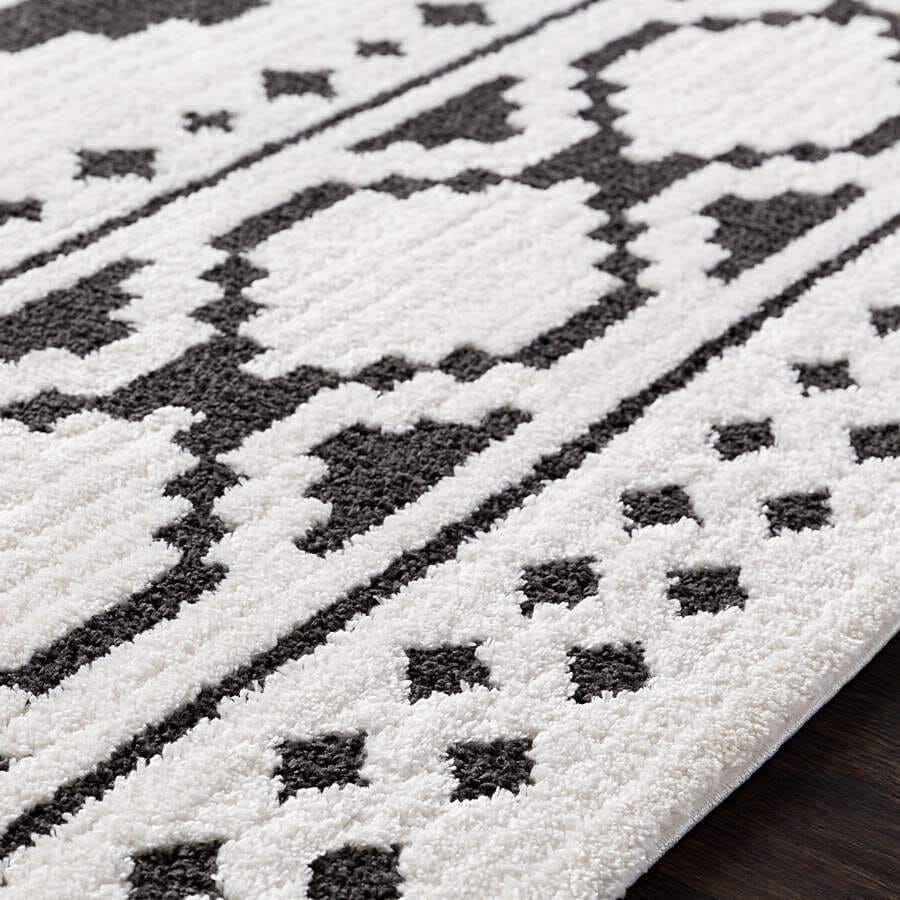 Surya Moroccan Shag Mcs-2305 Black, Charcoal, White Rugs.