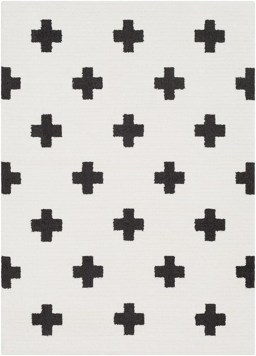 Surya Moroccan Shag Mcs-2306 Black, Charcoal, White Rugs.