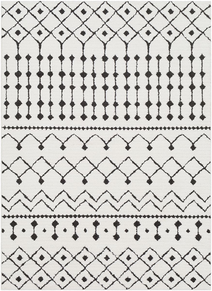 Surya Moroccan Shag Mcs-2309 Black, Charcoal, White Rugs.