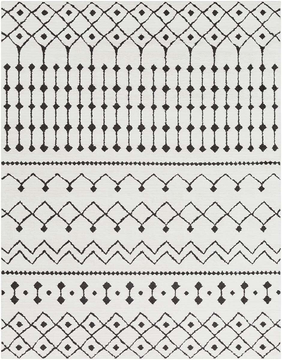 Surya Moroccan Shag Mcs-2309 Black, Charcoal, White Rugs.