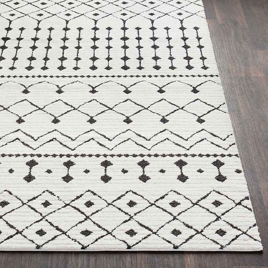 Surya Moroccan Shag Mcs-2309 Black, Charcoal, White Rugs.