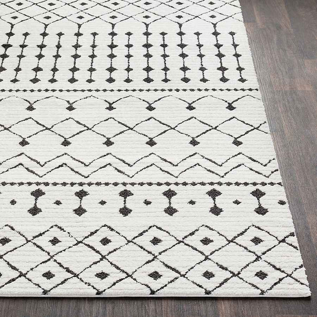 Surya Moroccan Shag Mcs-2309 Black, Charcoal, White Rugs.