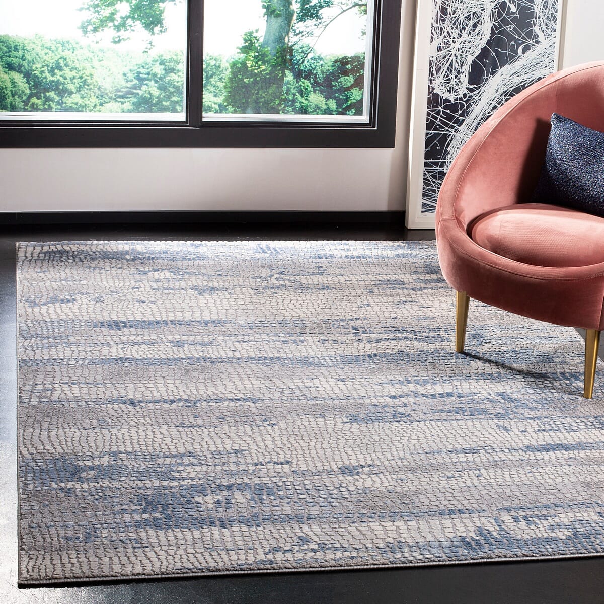 Safavieh Meadow Mdw182F Grey/Navy Rug.