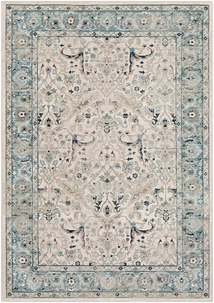 Surya Mesopotamia Mep-2304 Medium Gray, Teal, Ivory, Navy Rugs.