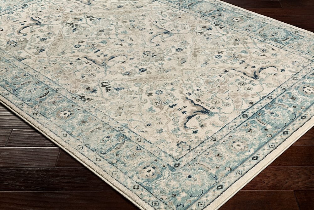 Surya Mesopotamia Mep-2304 Medium Gray, Teal, Ivory, Navy Rugs.