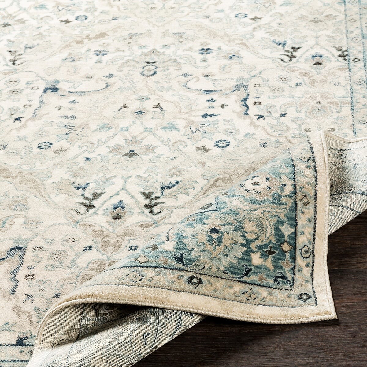 Surya Mesopotamia Mep-2304 Medium Gray, Teal, Ivory, Navy Rugs.