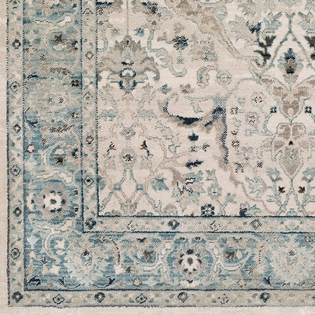 Surya Mesopotamia Mep-2304 Medium Gray, Teal, Ivory, Navy Rugs.