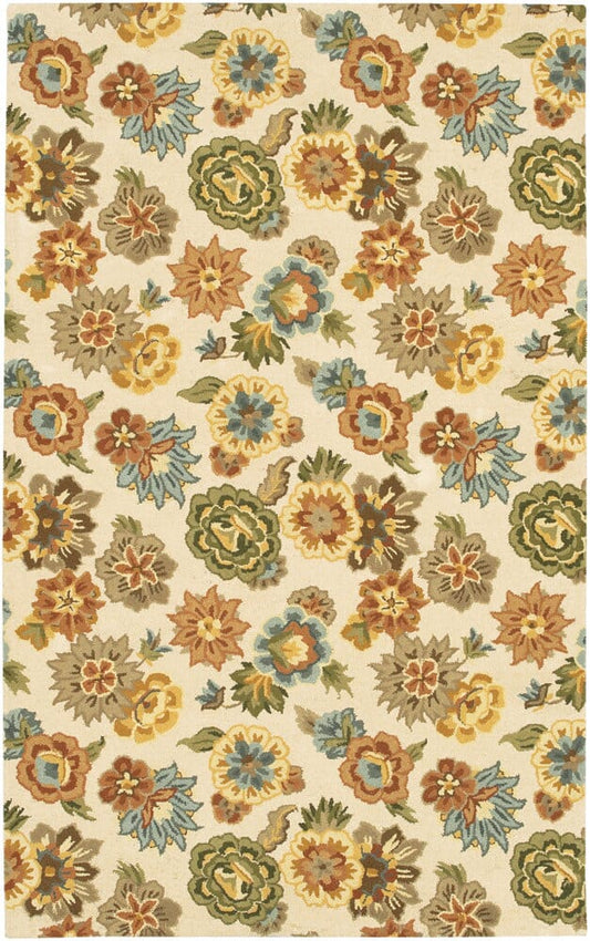 Chandra Metro Met552 White / Blue / Green / Brown / Gold / Tan Floral / Country Area Rug