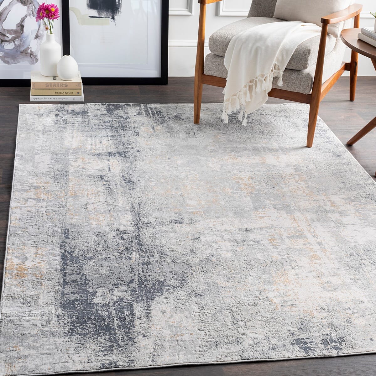 Surya Milano Mln-2304 Light Gray, Medium Gray, Tan, White Rugs.