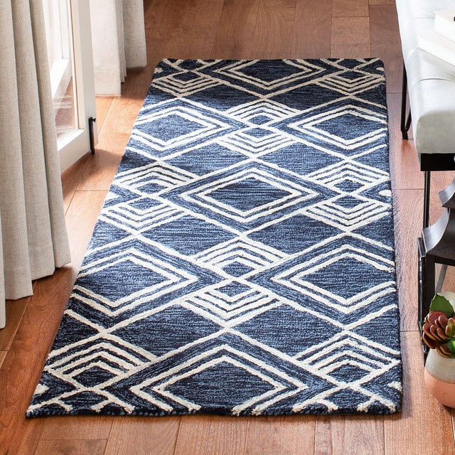 Safavieh Micro-Loop Mlp154N Navy / Ivory Rugs.