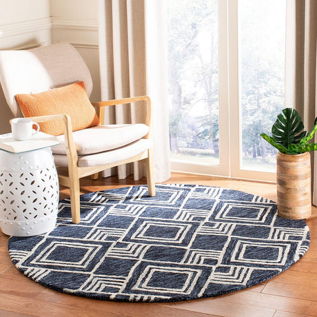 Safavieh Micro-Loop Mlp154N Navy / Ivory Rugs.