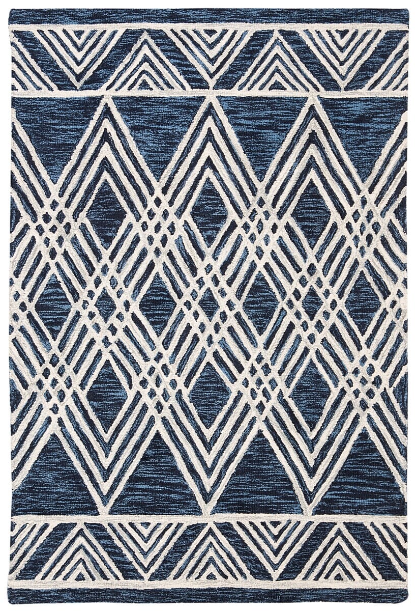 Safavieh Micro-Loop Mlp155N Navy / Ivory Rugs.