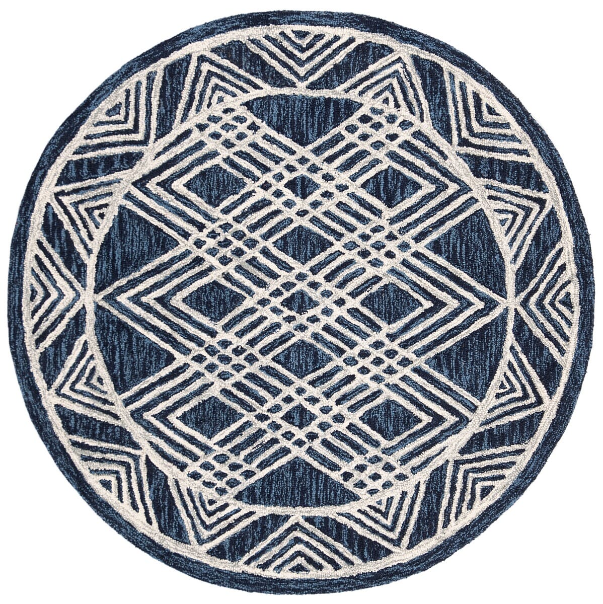 Safavieh Micro-Loop Mlp155N Navy / Ivory Rugs.