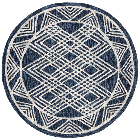 Safavieh Micro-Loop Mlp155N Navy / Ivory Rugs.